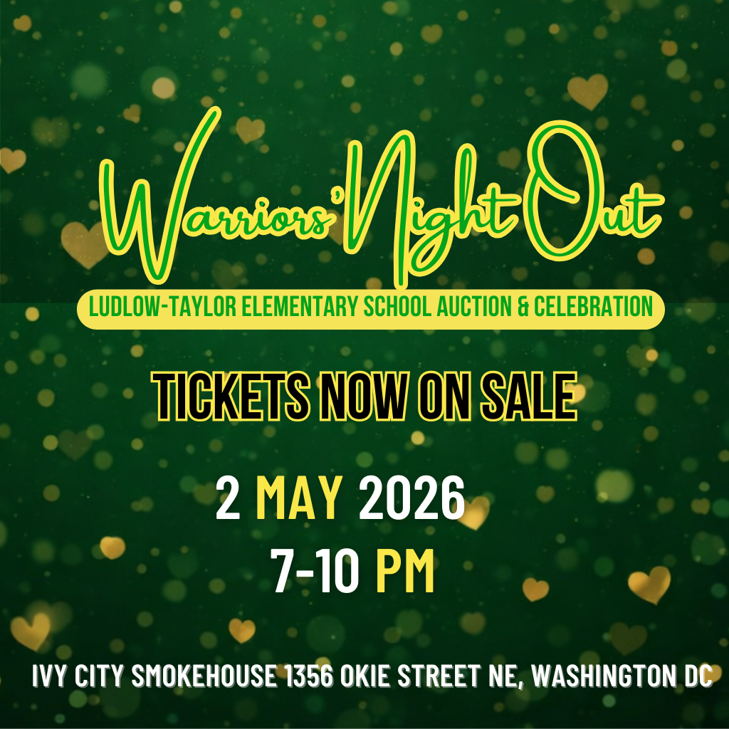 Green image with golden hearts falling like confetti. Annoucing ticket sales for the 2026 Warriors Night Out Auction